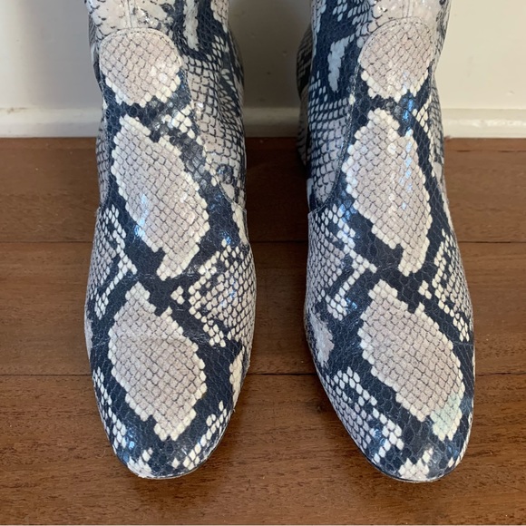 Stuart Weitzman Niki Snake Embossed Sock Booties - Picture 11 of 12